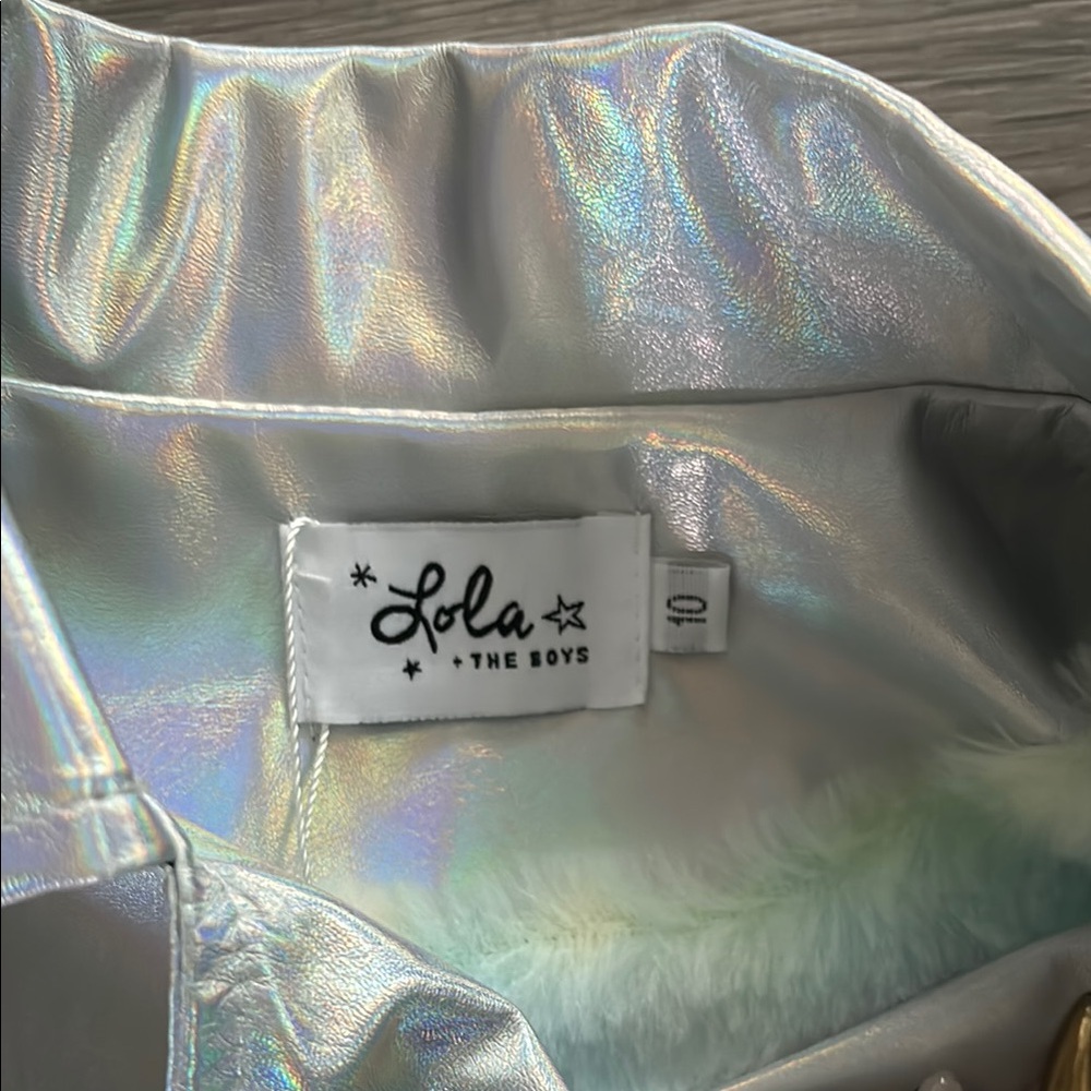 Lola + The Boys Silver Iridescent Moto Jacket - Picture 2 of 7